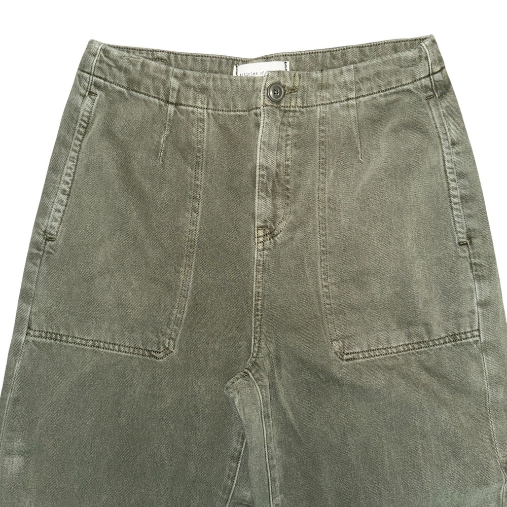 EUC Articles of‎ Society Wide Leg Crop Pants Utility Pockets Olive Green Size 29 - Picture 2 of 6
